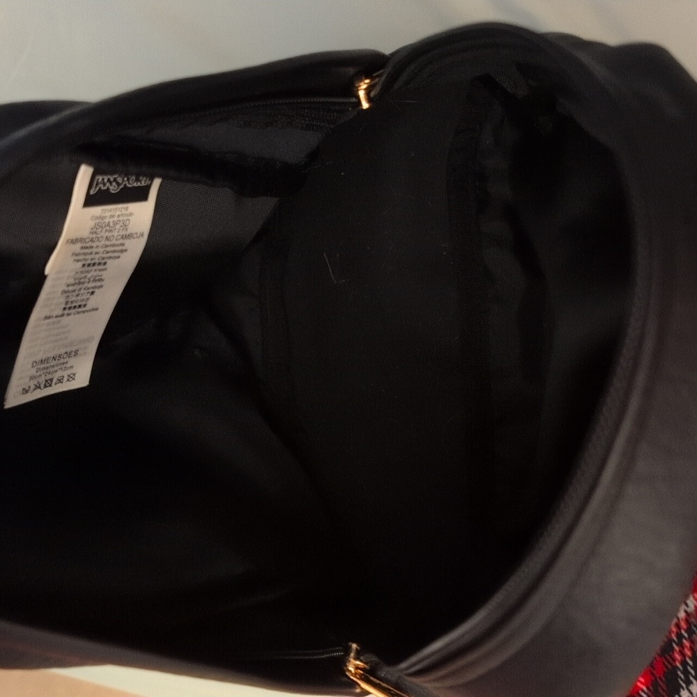 JanSport Black Leather Backpack With Rose Gold Zippers - Picture 7 of 16